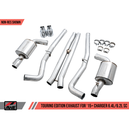 AWE Tuning 2015+ Dodge Charger 6.4L/6.2L SC Non-Resonated Touring Edition Exhaust - Silver Tips