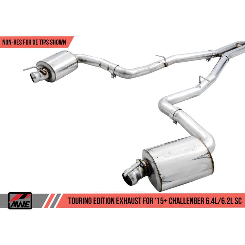 AWE Tuning 2015+ Dodge Challenger 6.4L/6.2L Non-Resonated Touring Edition Exhaust - Use Stock Tips