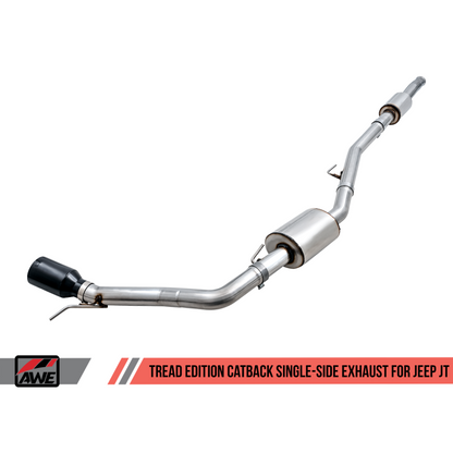 AWE Tuning 20-21 Jeep Gladiator JT 3.6L Tread Edition Cat-Back Single Side Exhaust - Diamond Blk Ti