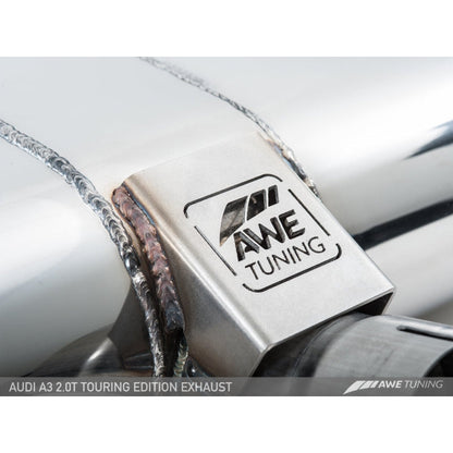 AWE Tuning Audi 8V A3 Touring Edition Exhaust - Dual Outlet Chrome Silver 90 mm Tips