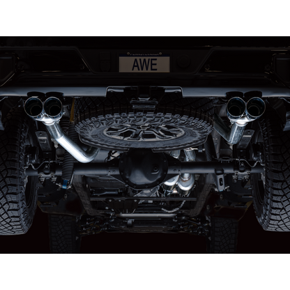 AWE Tuning 22-23 GMC Sierra 1500 AT4X 6.2L 0FG Catback Split Dual (Flat Bumper) - Chrome Silver Tips