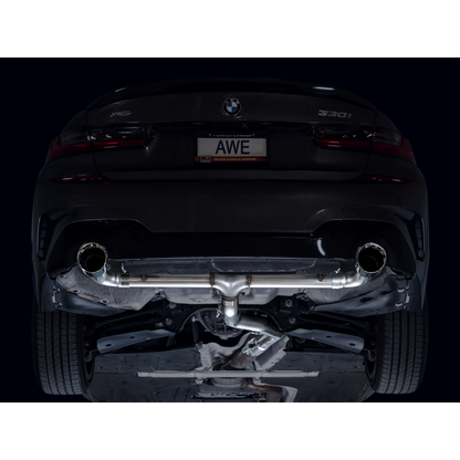 AWE 19-23 BMW 330i / 21-23 BMW 430i Base G2X Track Edition Axle Back Exhaust - Chrome Silver