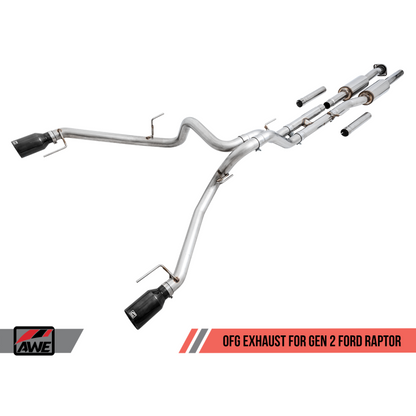 AWE Tuning 2017+ Ford Raptor 0 FG Performance Exhaust System - w/ Diamond Black Tips