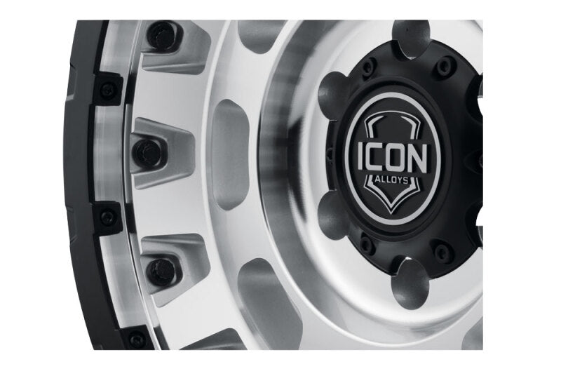 ICON Hammer Pro 17x8.5 / 5x5 / -6mm / 4.5in BS - Silver Machined
