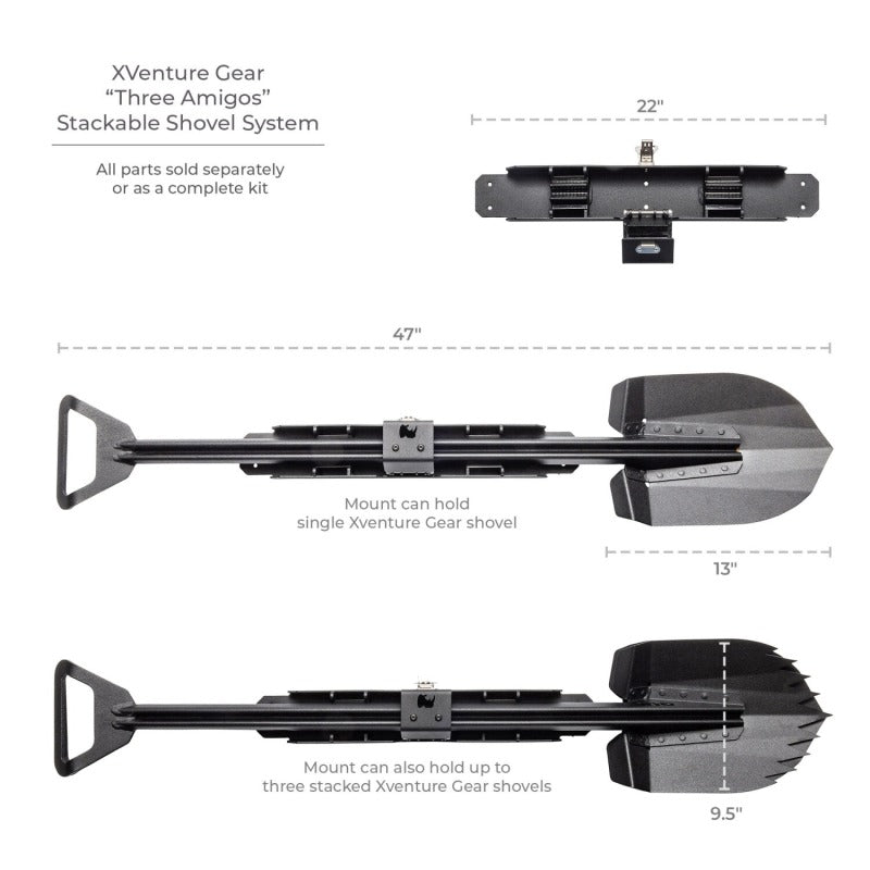 Go Rhino Xventure Gear Sharktooth Stackable Shovel - Textured Black