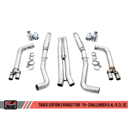 AWE Tuning 2015+ Dodge Challenger 6.4L/6.2L SC Track Edition Exhaust - Quad Chrome Silver Tips