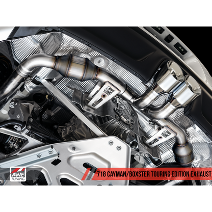 AWE Tuning Porsche 718 Boxster / Cayman Touring Edition Exhaust - Chrome Silver Tips