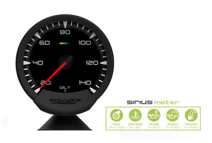 GReddy Sirius Meter - Oil Temp 20/140 (Deg.C) 74mm Analog Gauge (w/Oil Temp Sensor & Harness Set)