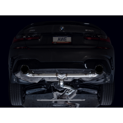 AWE 19-23 BMW 330i / 21-23 BMW 430i Base G2X Track Edition Axle Back Exhaust - Diamond Black