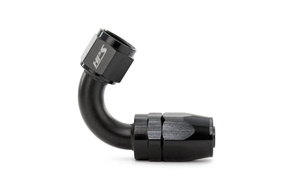 HPS Performance Compression Double Swivel 120 Degree Hose End to AN Female, Aluminum, Black