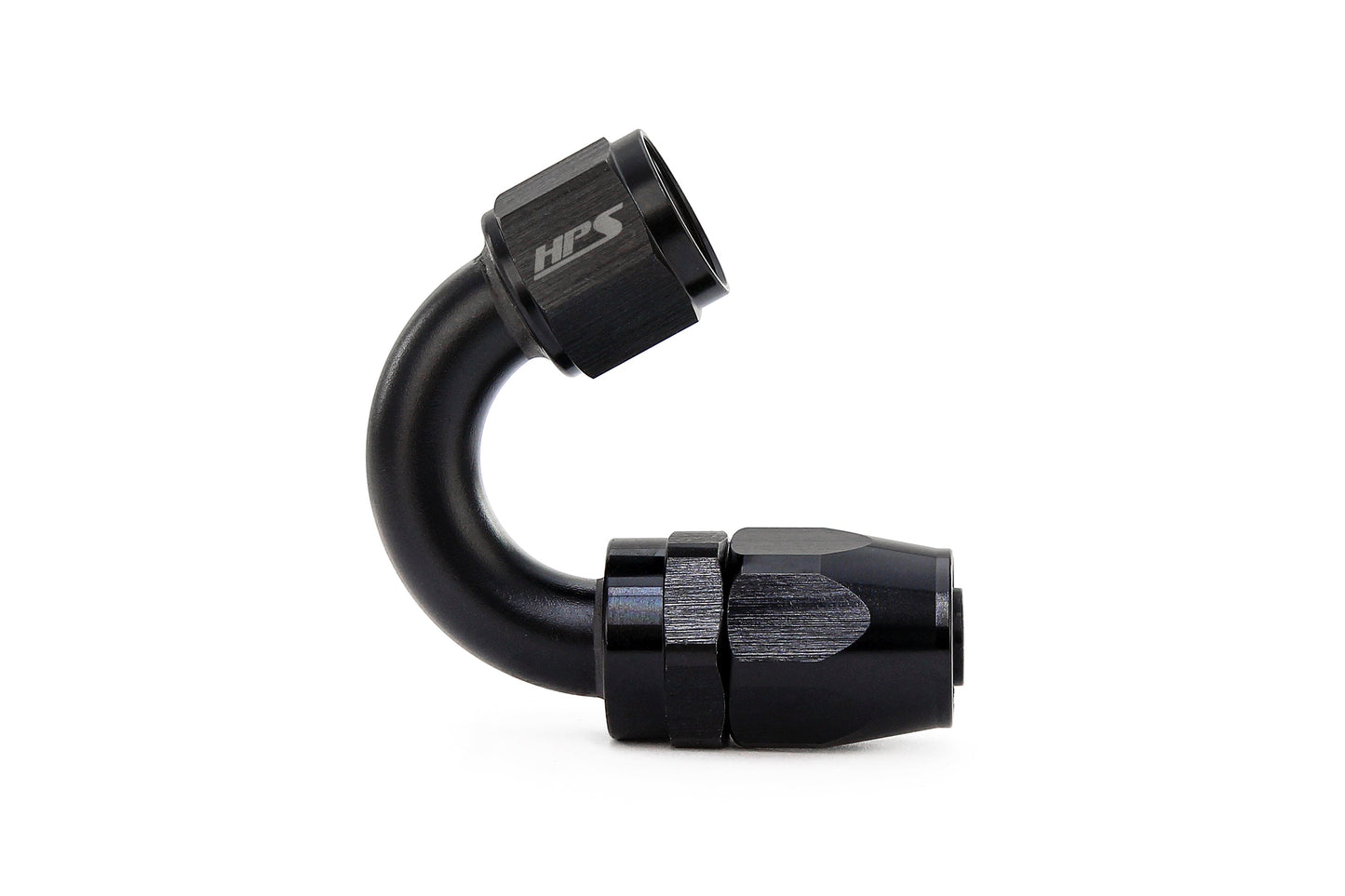 HPS Performance Compression Double Swivel 150 Degree Hose End to AN Female, Aluminum, Black