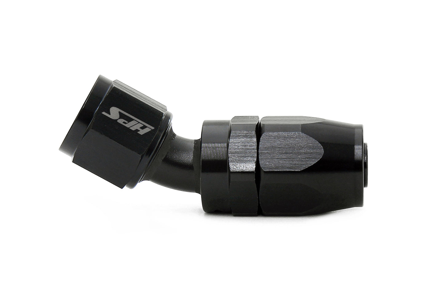 HPS Performance Compression Double Swivel 30 Degree Hose End to AN Female, Aluminum, Black