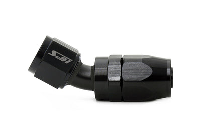 HPS Performance Compression Double Swivel 30 Degree Hose End to AN Female, Aluminum, Black
