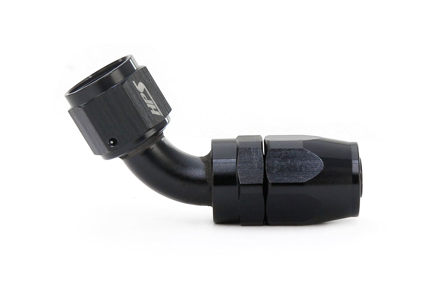 HPS Performance Compression Double Swivel 60 Degree Hose End to AN Female, Aluminum, Black