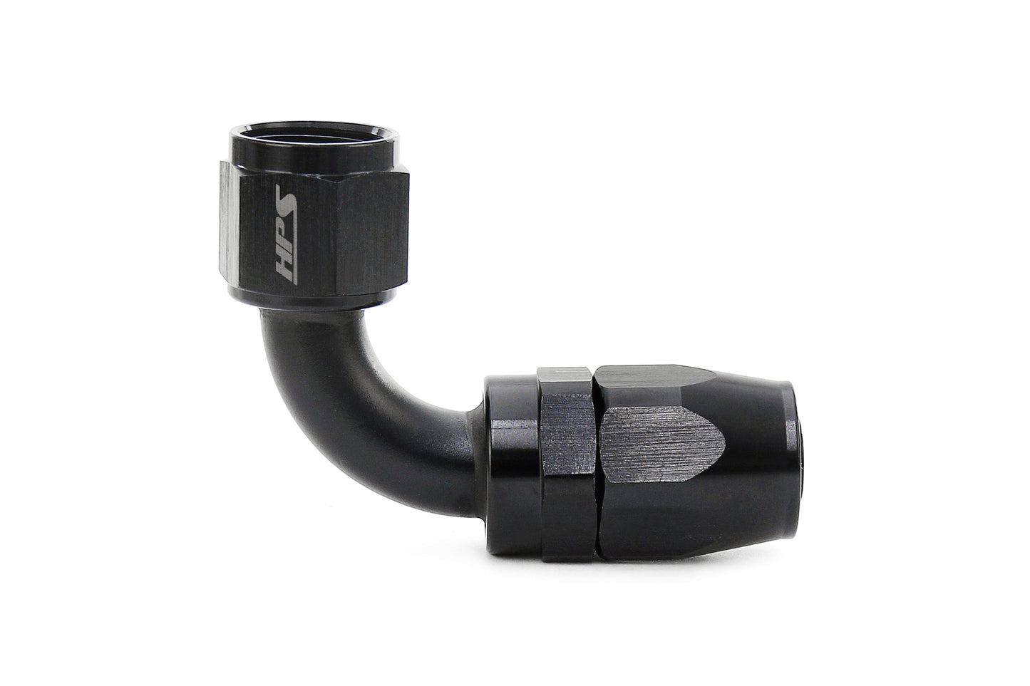 HPS Performance Compression Double Swivel 90 Degree Hose End to AN Female, Aluminum, Black