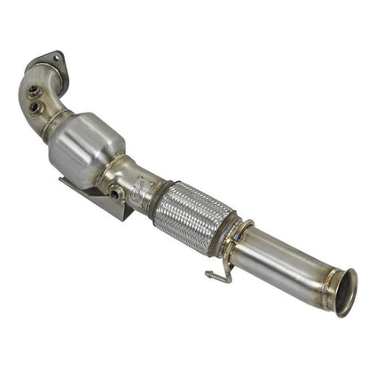 aFe Twisted Steel 3in. 304 SS Catted Series Downpipe 16-18 Ford Focus RS I4-2.3L (t)