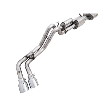 AWE 16-22 Toyota Tacoma 0FG Catback Exhaust w/ BashGuard - Dual Chrome Silver Tips