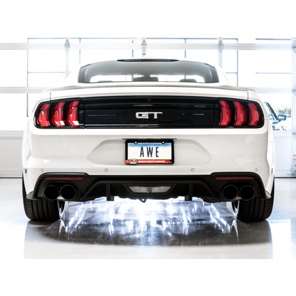 AWE Tuning 2018+ Ford Mustang GT (S550) Cat-back Exhaust - Touring Edition (Quad Diamond Black Tips)