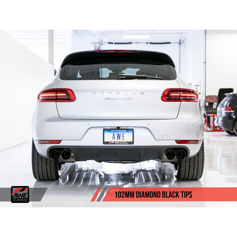 AWE Tuning Porsche Macan Touring Edition Exhaust System - Diamond Black 102mm Tips