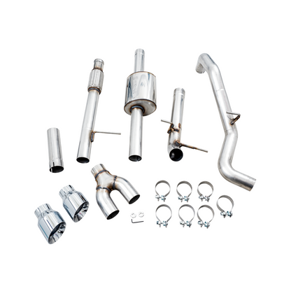 AWE Tuning 4th Gen GM 1500 5.3L 0FG Catback Dual Side Exit (Flat Bumper) - Chrome Tips