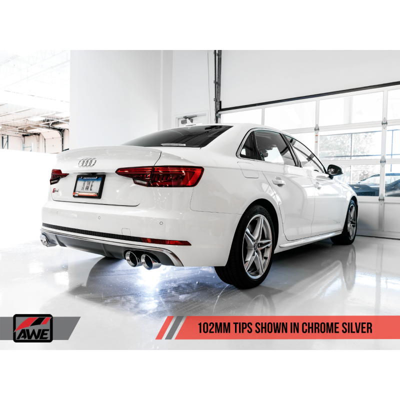 AWE Tuning Audi B9 S4 Track Edition Exhaust - Non-Resonated (Silver 102mm Tips)