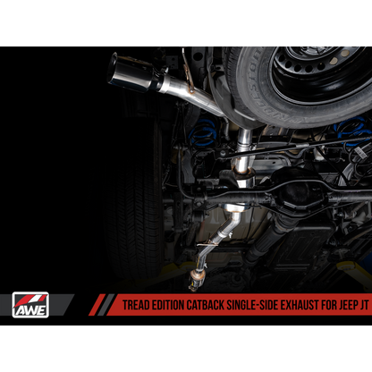 AWE Tuning 20-21 Jeep Gladiator JT 3.6L Tread Edition Cat-Back Single Side Exhaust - Diamond Blk Ti