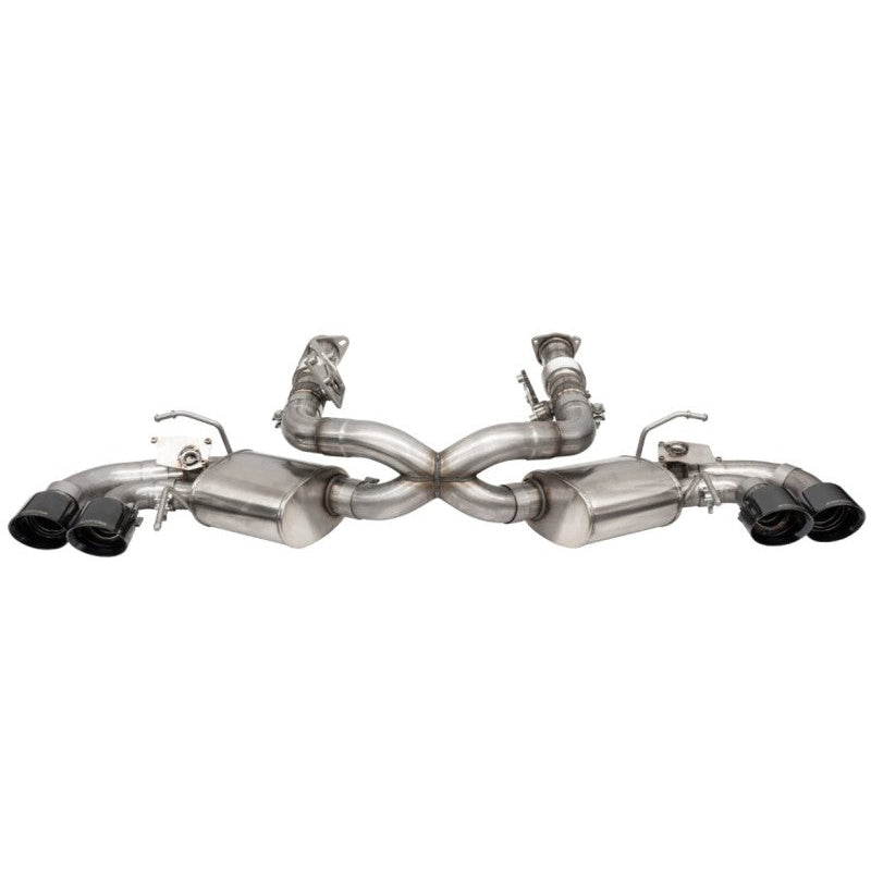 Corsa 2020 Corvette C8 3in Valved Cat-Back 4.5in Blk Quad Tips - Fits Factory Perf Exhaust w/ AFM