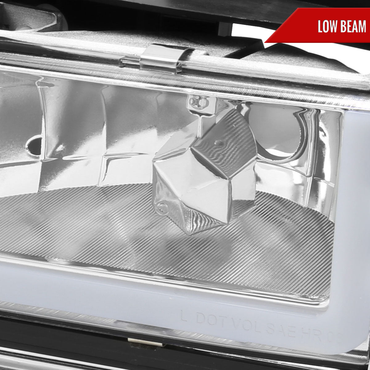 1994-1998 Chevrolet Silverado/Tahoe/Suburban/C10 Factory Style Headlights w/LED Strip and Bumper & Corner Lights (Chrome Housing/Clear Lens)