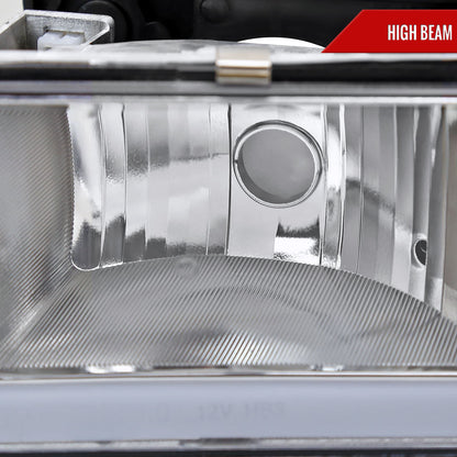 1994-1998 Chevrolet Silverado/Tahoe/Suburban/C10 Factory Style Headlights w/LED Strip and Bumper & Corner Lights (Chrome Housing/Clear Lens)