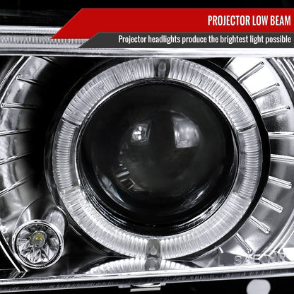 1994-1998 Chevrolet C/K 1500 2500/Tahoe Dual Halo Projector Headlights With Bumper and Corner Signal Lights (Chrome Housing/Clear Lens)