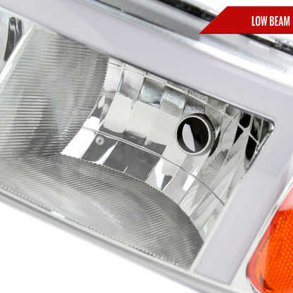1999-2006 GMC Sierra/2007 Sierra Classic/2000-2006 Yukon/XL Factory Style Headlights and Sequential Turn Signal Bumper Lights (Chrome Housing/Clear Lens)