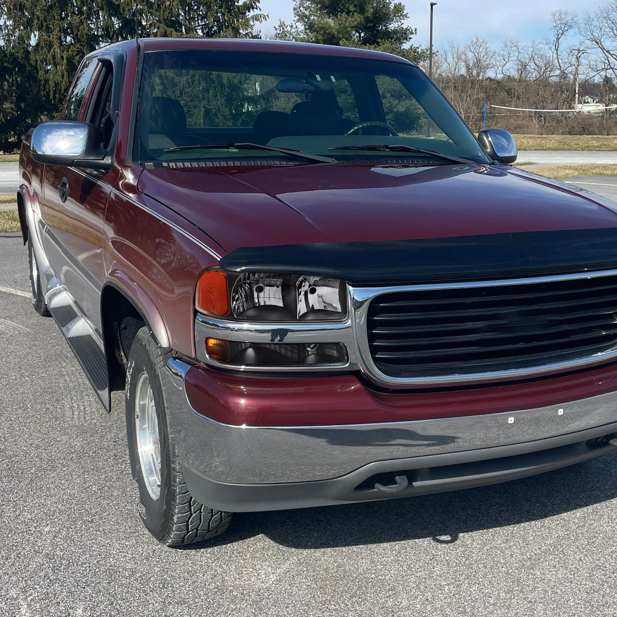 1999-2006 GMC Sierra/2007 Sierra Classic/2000-2006 Yukon/XL Factory Style Headlights and Bumper Lights with Amber Reflector (Matte Black Housing/Clear Lens)