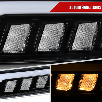 1999-2002 Chevrolet Silverado / 2000-2006 Tahoe / Suburban LED Projector DRL Headlights w/ Bumper Lights (Jet Black Housing/Clear Lens)
