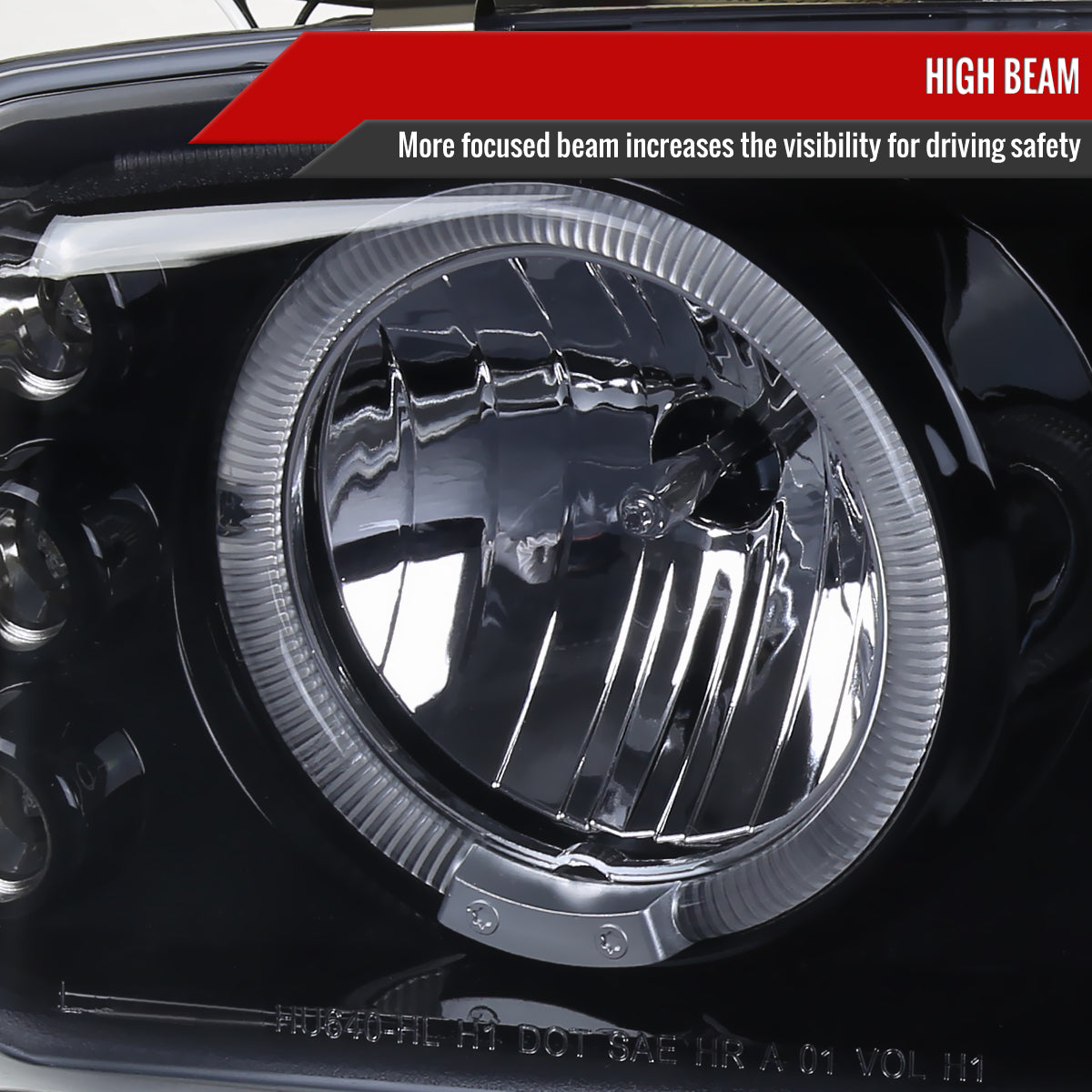 1999-2006 GMC Sierra/ 2000-2006 Yukon/Yukon XL Dual Halo Projector Headlights with LED Sequential Turn Signal Bumper Lights (Glossy Black Housing/Smoked Lens)