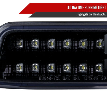 1999-2006 GMC Sierra/ 2000-2006 Yukon/Yukon XL Dual Halo Projector Headlights with LED Sequential Turn Signal Bumper Lights (Glossy Black Housing/Smoked Lens)