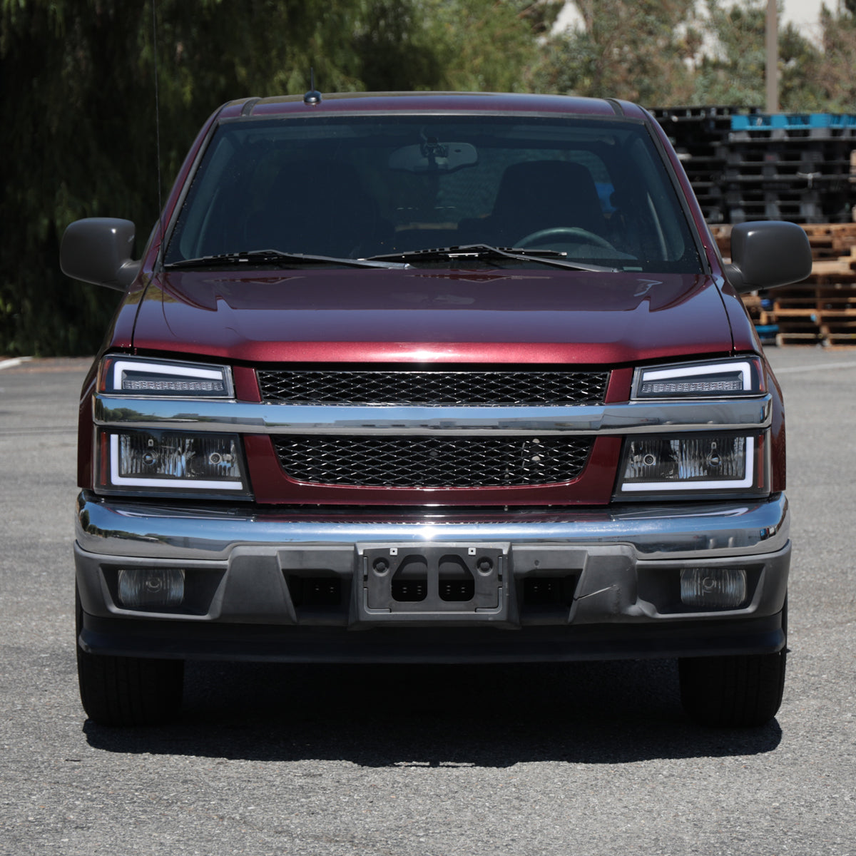 2004-2012 Chevrolet Colorado GMC Canyon/2006-2008 ISUZU I-Series Sequential Turn Signal Factory Style Headlights with LED Bar (Matte Black Housing/Clear Lens)