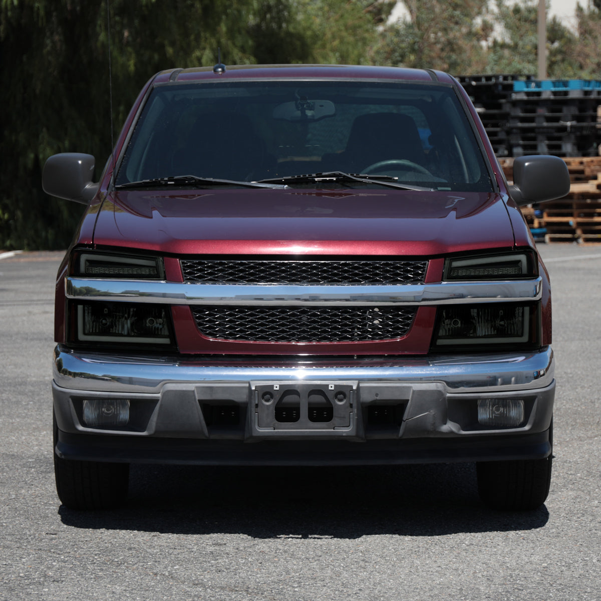 2004-2012 Chevrolet Colorado GMC Canyon/2006-2008 ISUZU I-Series Sequential Turn Signal Factory Style Headlights with LED Bar (Matte Black Housing/Smoked Lens)