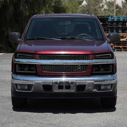 2004-2012 Chevrolet Colorado GMC Canyon/2006-2008 ISUZU I-Series Sequential Turn Signal Factory Style Headlights with LED Bar (Matte Black Housing/Smoked Lens)