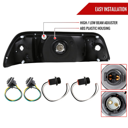 1987-1993 Ford Mustang Crystal Headlights (Chrome Housing/Clear Lens)
