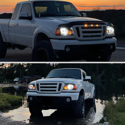 2001-2011 Ford Ranger Factory Style Headlights w/ Amber Lens Corner Signal Lights (Matte Black Housing/Clear Lens)