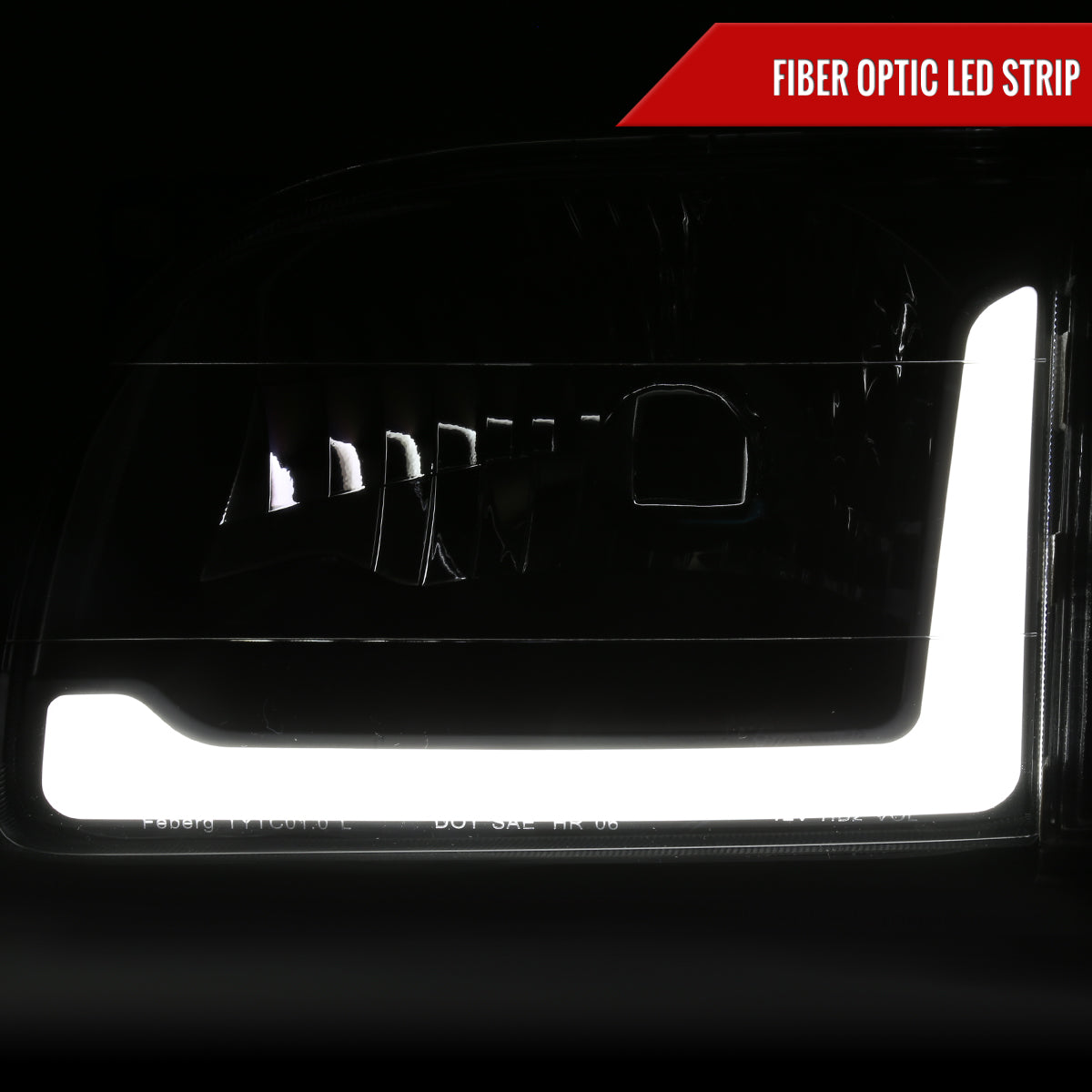 2001-2004 Toyota Tacoma LED Bar Factory Style Headlights w/ Corner Lamps and Amber Reflector (Matte Black Housing/Clear Lens)