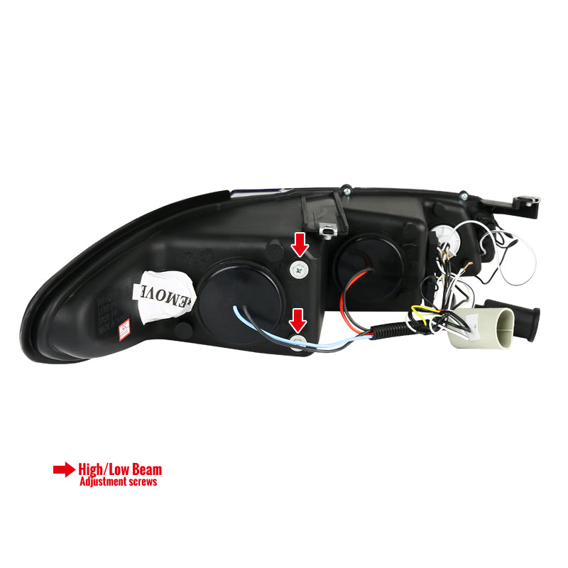 1997-2003 Pontiac Grand Prix Dual Halo Projector Headlights (Glossy Black Housing/Smoked Lens)