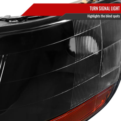 1998-2002 Honda Accord Factory Style Crystal Headlights w/ Amber Reflector (Matte Black Housing/Clear Lens)