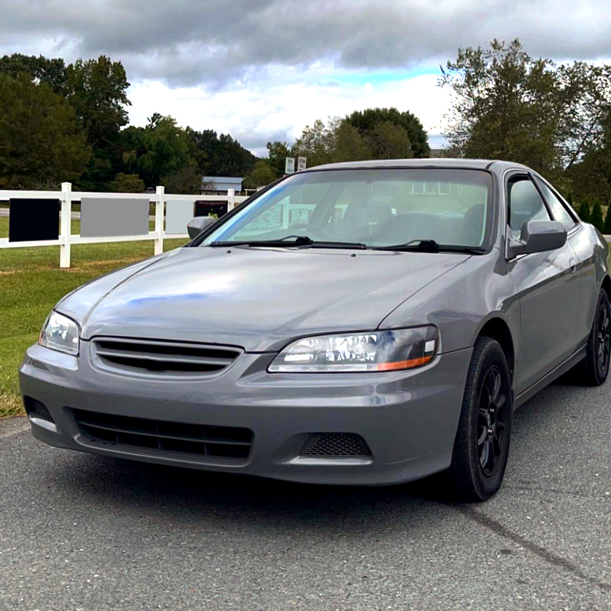 1998-2002 Honda Accord Factory Style Crystal Headlights w/ Amber Reflector (Matte Black Housing/Clear Lens)