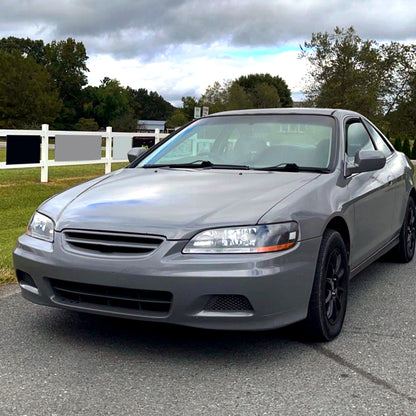 1998-2002 Honda Accord Factory Style Crystal Headlights w/ Amber Reflector (Matte Black Housing/Clear Lens)