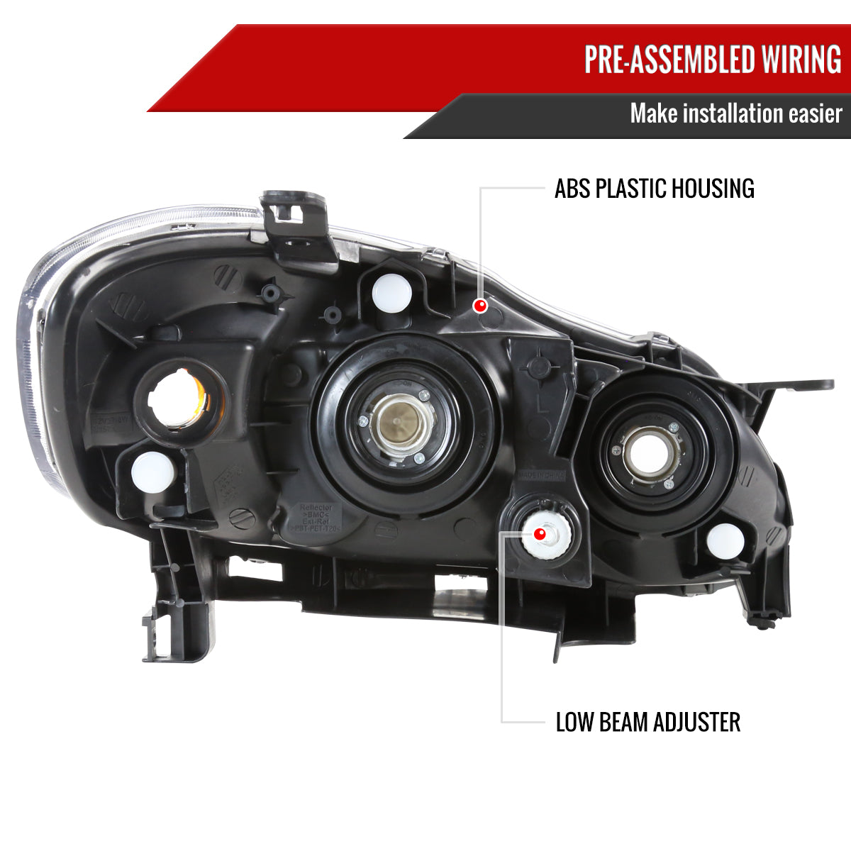2003-2008 Toyota Corolla Factory Style Headlights (Chrome Housing/Clear Lens)