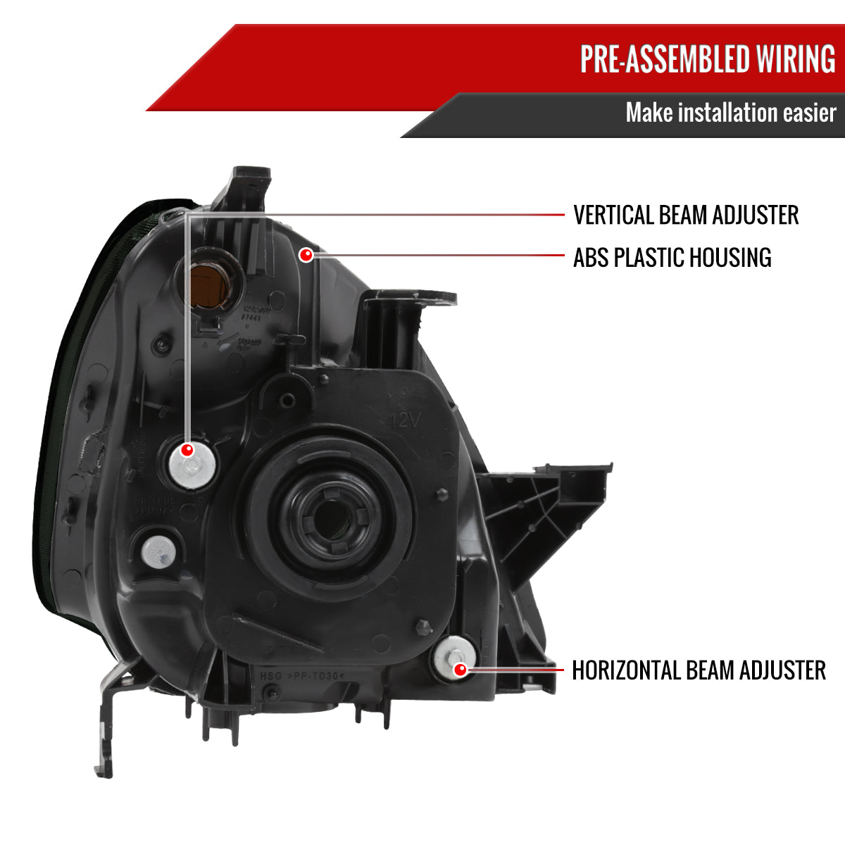 2002-2004 Honda CR-V Factory Style Headlights with Amber Reflector (Chrome Housing/Smoked Lens)