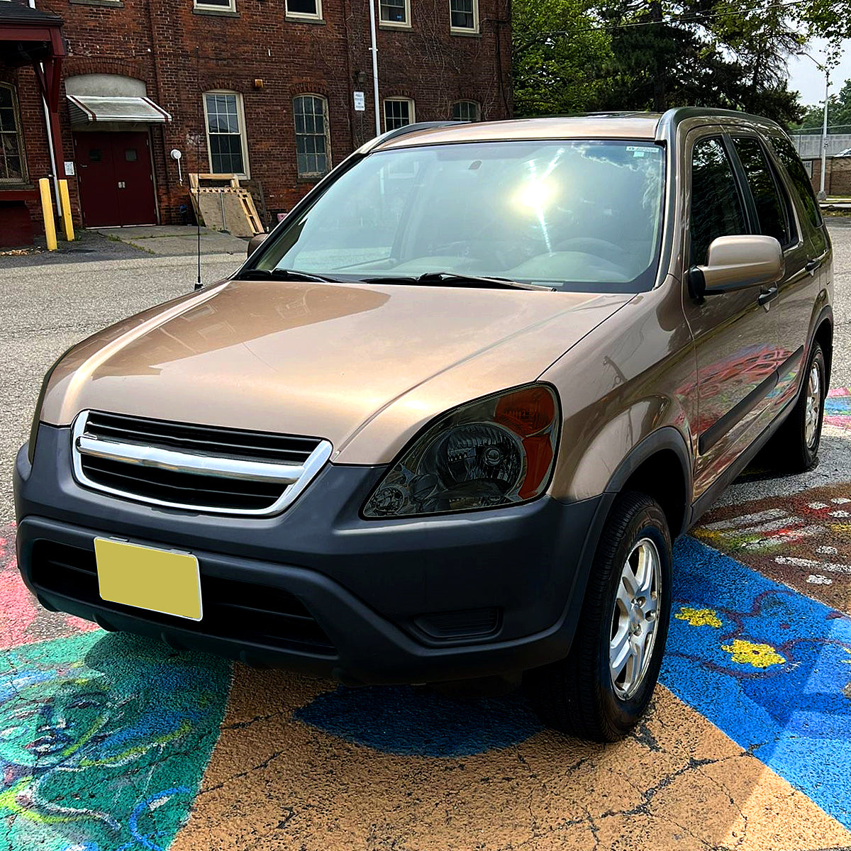2002-2004 Honda CR-V Factory Style Headlights with Amber Reflector (Chrome Housing/Smoked Lens)