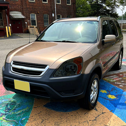 2002-2004 Honda CR-V Factory Style Headlights with Amber Reflector (Chrome Housing/Smoked Lens)
