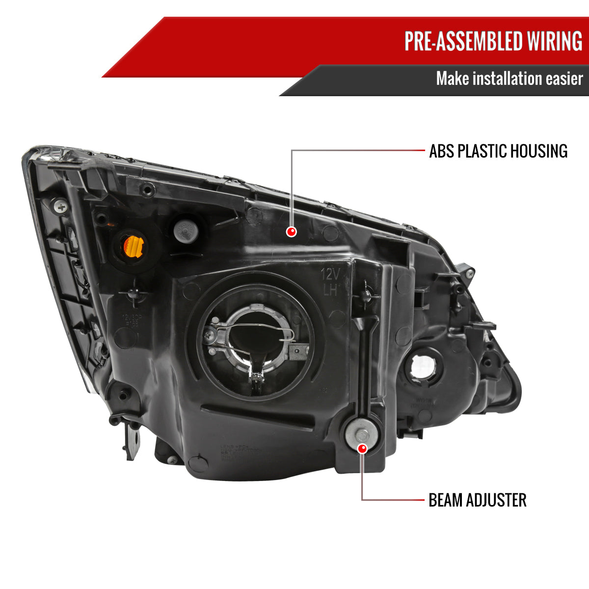 2007-2011 Honda CR-V Factory Style Headlights (Matte Black Housing/Clear Lens)